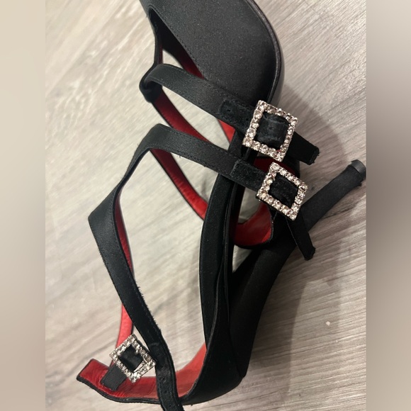 Roger Vivier Black Satin Crystal Buckle Pointed Toe Evening Pumps, 38 - Picture 8 of 11